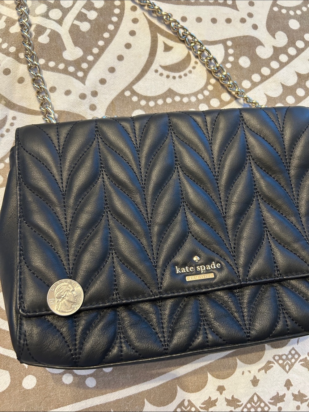 kate spade Black Quilted Shoulder Bag with Gold Chain Strap - Picture 2 of 5